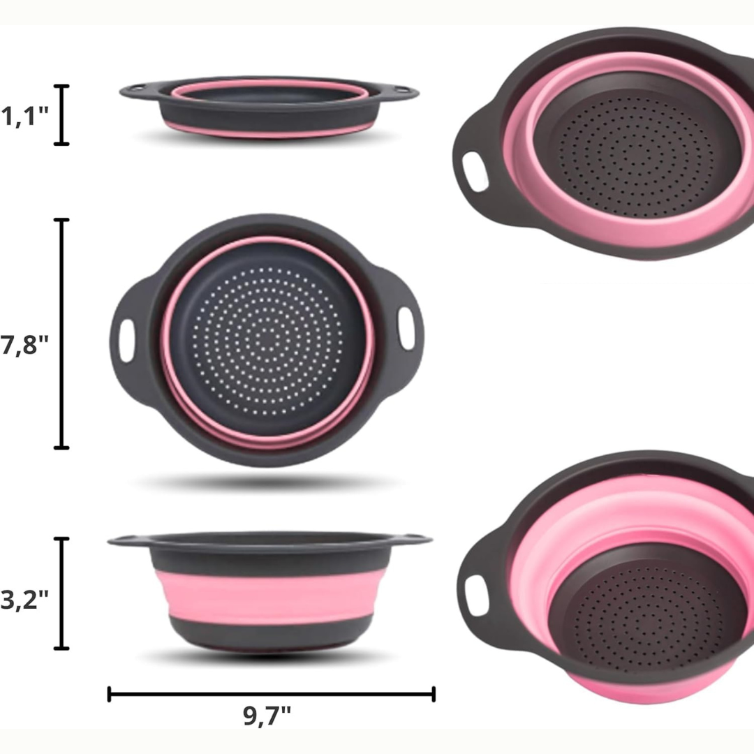 colador plegable rosa