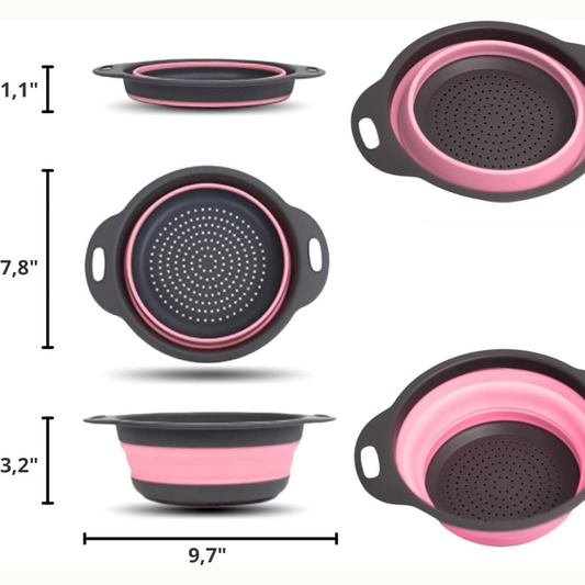 colador plegable rosa