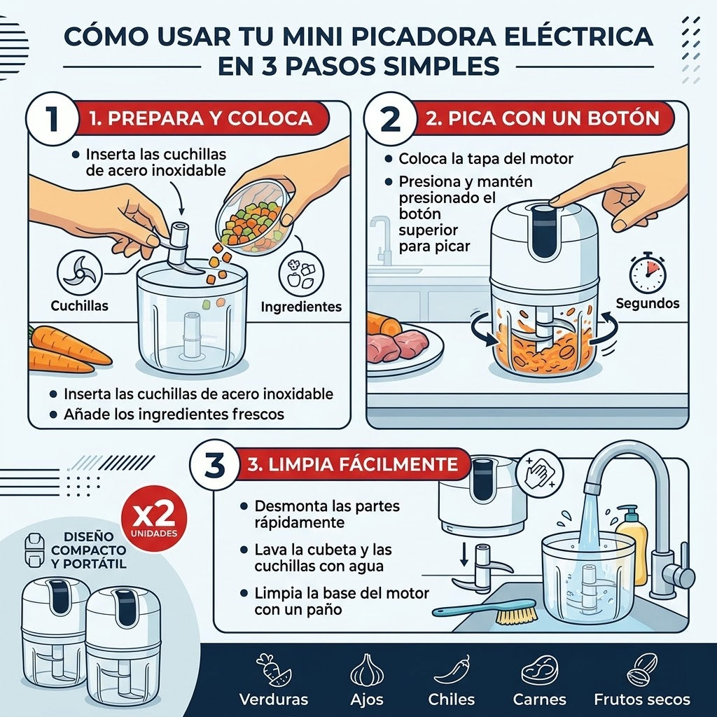 Pack 2 Picadora Eléctrica 250ML